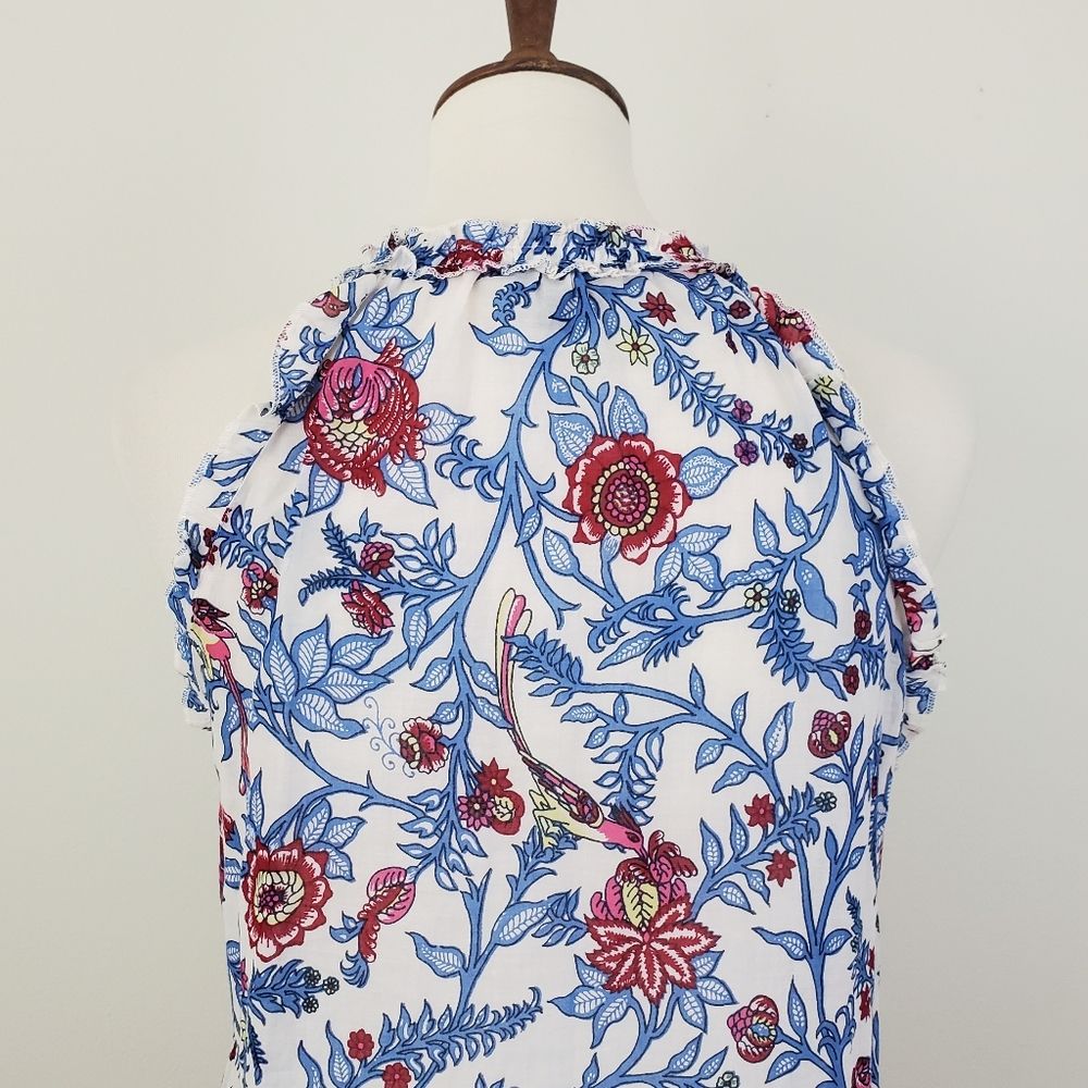 Point Sur J. Crew Ruffle Block Print Top - Picture 11 of 14